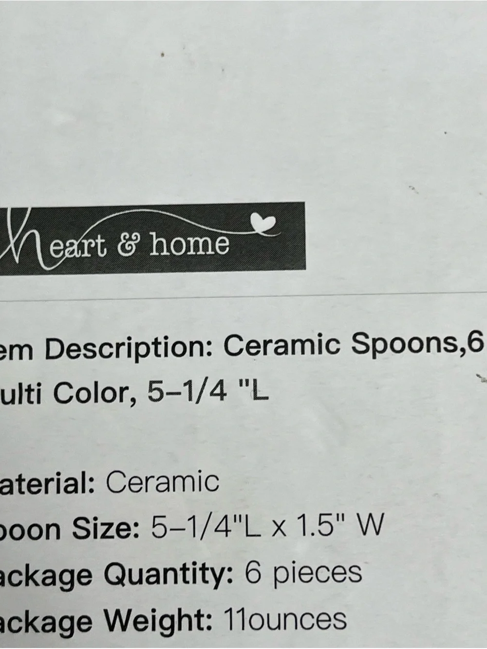 Heart & home ceramic spoons lot of 6 coffee tea dessert spoons
